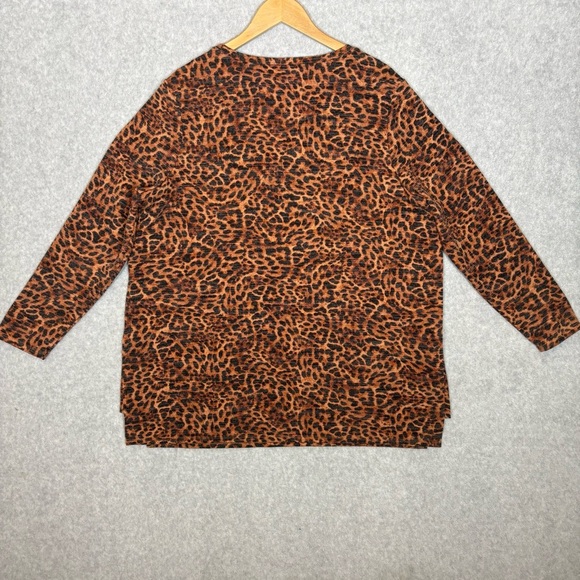 Chico’s Animal Leopard Print Long Sleeve Top-Brown/Black-Women Size 3/XL - Picture 4 of 5